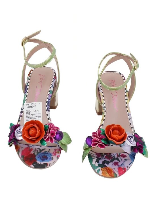 Betsey Johnson Women Betsey Johnson Darcee Floral Ankle Strap Block Heel Sandal Size 5.5